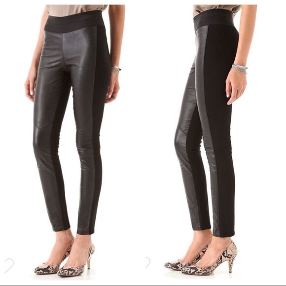 PAIGE Women’s Sz‎ Medium Black Paloma Leather Legging Pants Stretch Pull On NEW - Picture 1 of 16